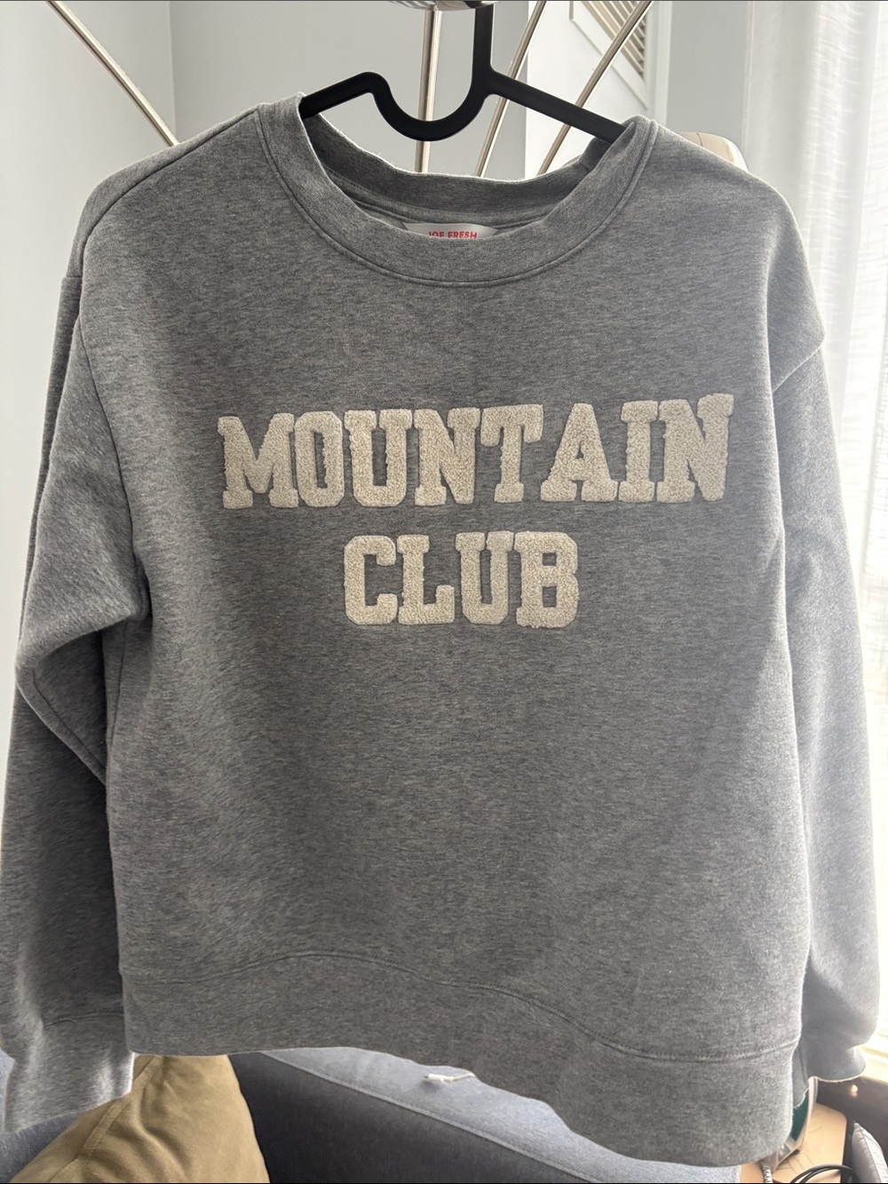 Joe Fresh Gray Sweatshirt with White "Mountain Club" Applique